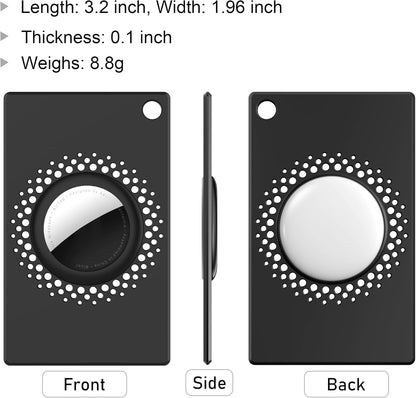 2 Pcs for Airtag Wallet Holder, Card Case for Airtags Credit Card Size with Keychain, Slim Safety Anti-Lost for Purse, Backpack, Handbag, Clutch (Black)