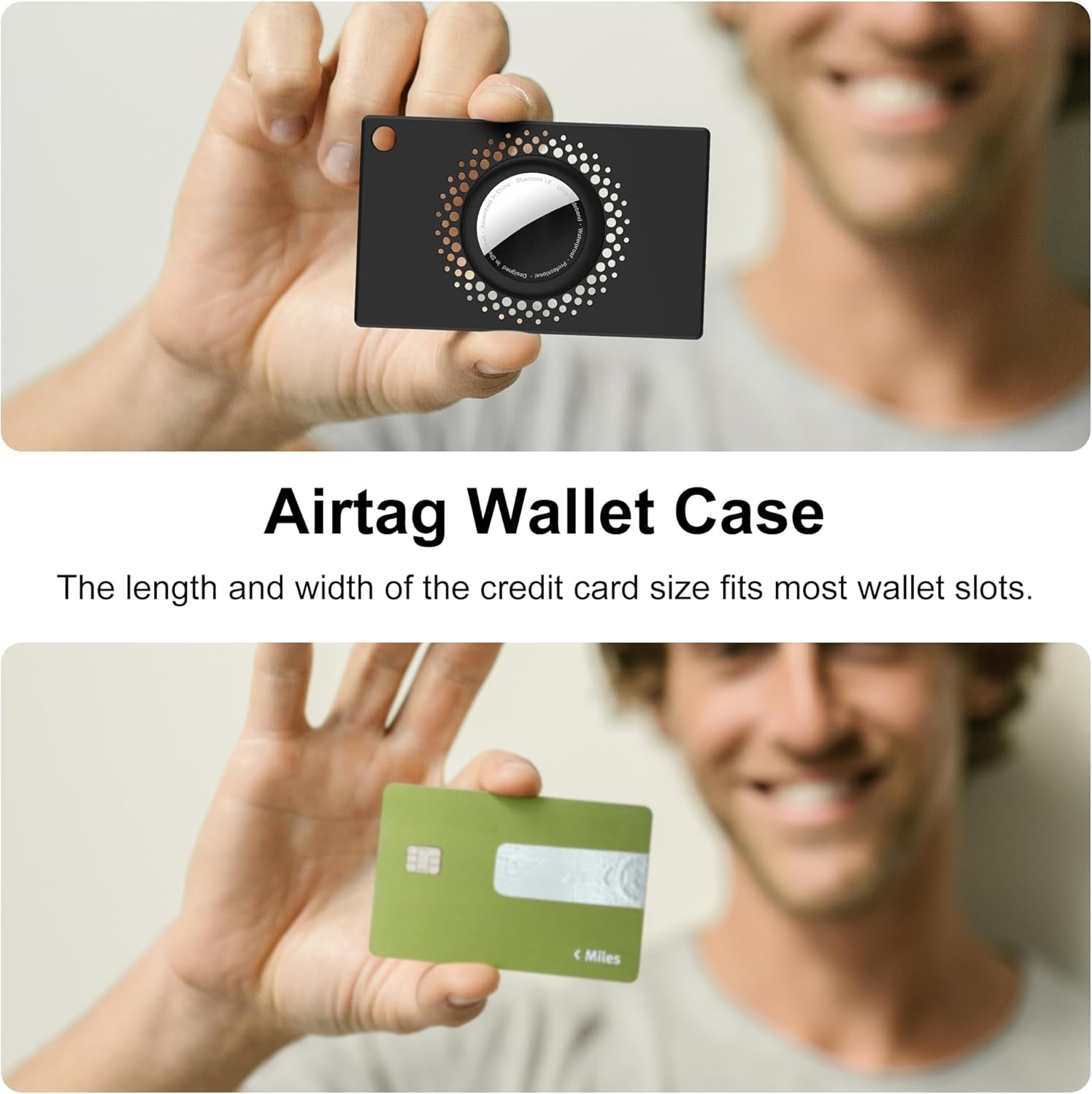 2 Pcs for Airtag Wallet Holder, Card Case for Airtags Credit Card Size with Keychain, Slim Safety Anti-Lost for Purse, Backpack, Handbag, Clutch (Black)