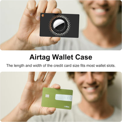 2 Pcs for Airtag Wallet Holder, Card Case for Airtags Credit Card Size with Keychain, Slim Safety Anti-Lost for Purse, Backpack, Handbag, Clutch (Black)