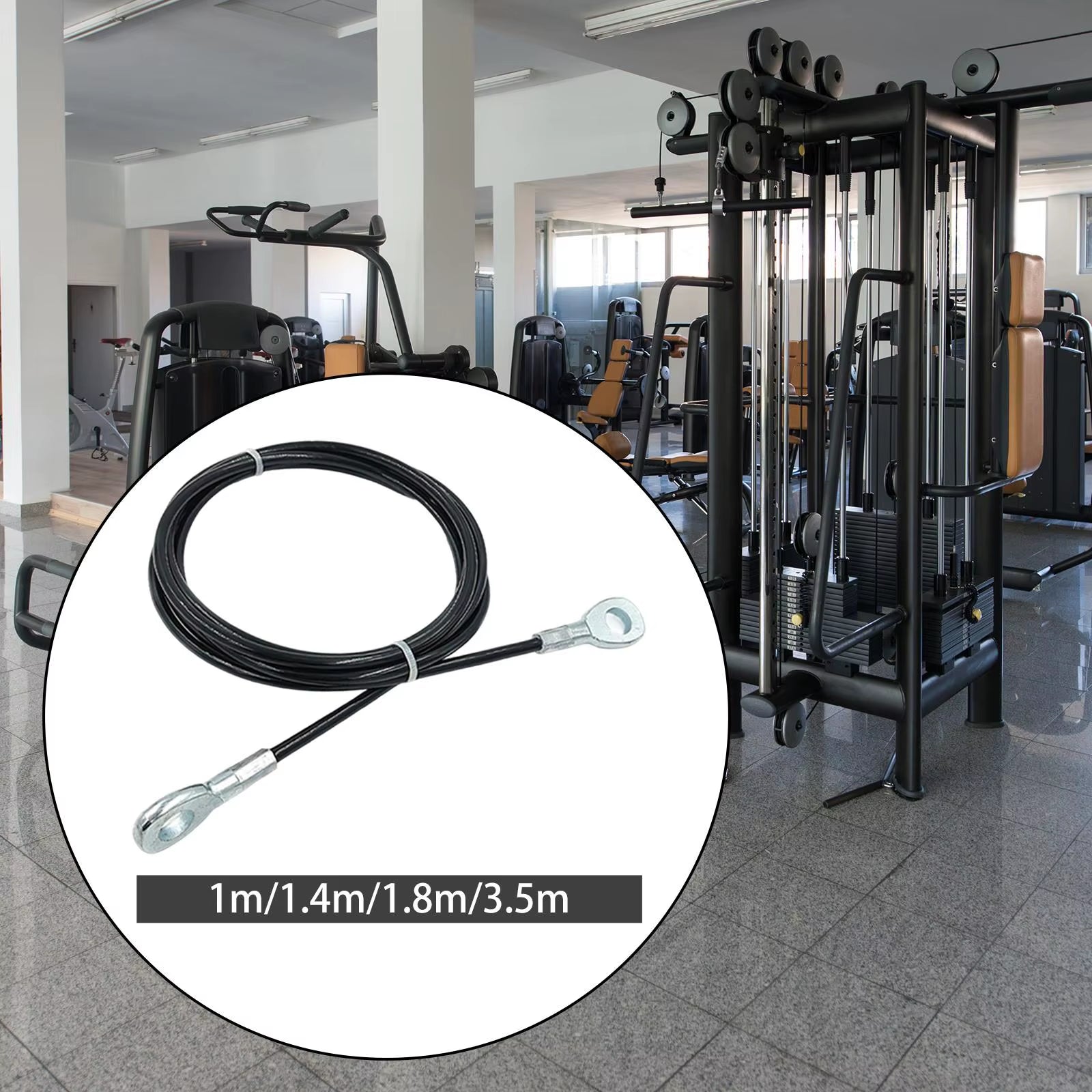 1M/1.4M/1.8M/3.5M Home Gym Cable 5Mm Steel Wire Rope Lifting Equipment Fitness Extension Cable for Lifting Training Pulley